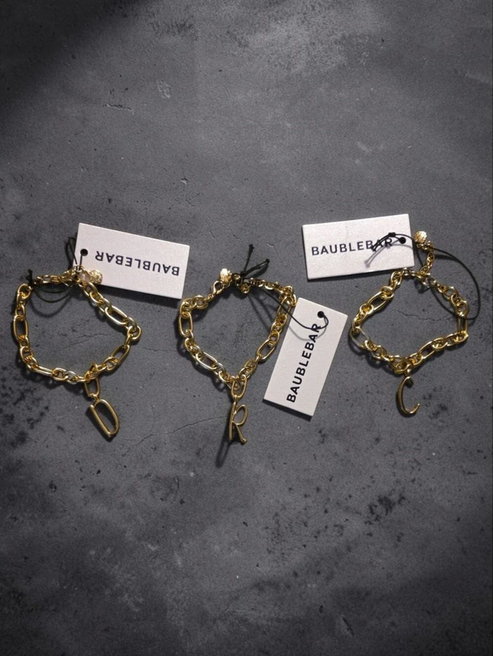 BaubleBar Gold Initial Charm Bracelet - You Choose D, R, C